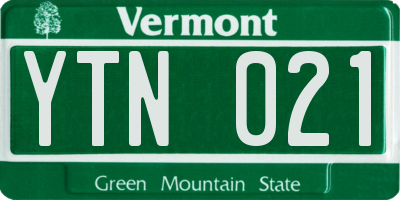 VT license plate YTN021