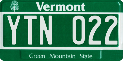 VT license plate YTN022