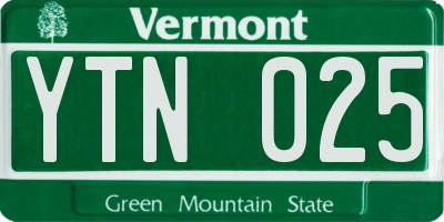 VT license plate YTN025