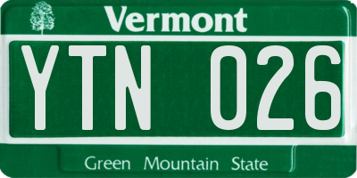 VT license plate YTN026