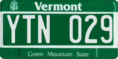 VT license plate YTN029
