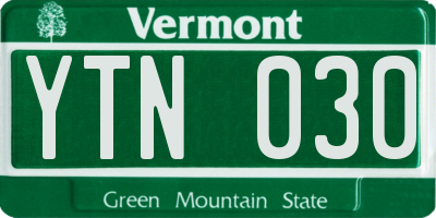 VT license plate YTN030
