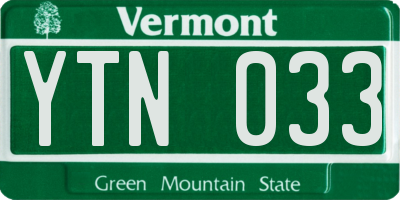 VT license plate YTN033