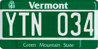 VT license plate YTN034