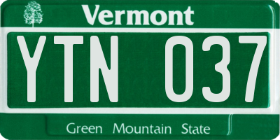 VT license plate YTN037