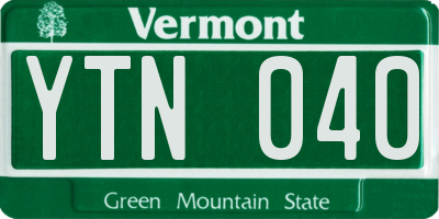 VT license plate YTN040