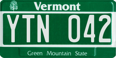 VT license plate YTN042