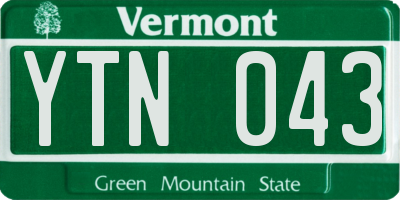 VT license plate YTN043