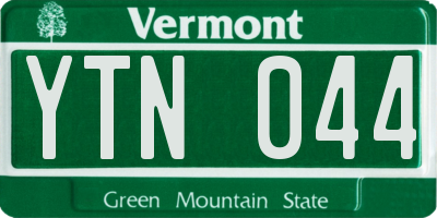 VT license plate YTN044