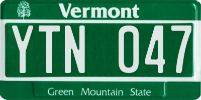 VT license plate YTN047