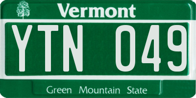 VT license plate YTN049