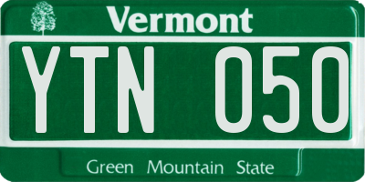VT license plate YTN050