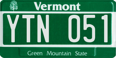 VT license plate YTN051