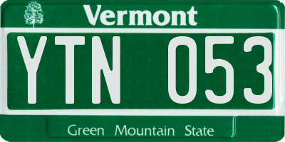 VT license plate YTN053
