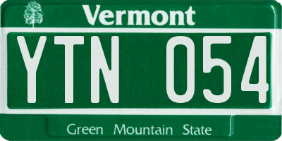 VT license plate YTN054