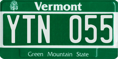 VT license plate YTN055