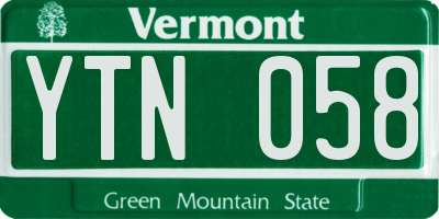 VT license plate YTN058
