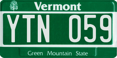 VT license plate YTN059