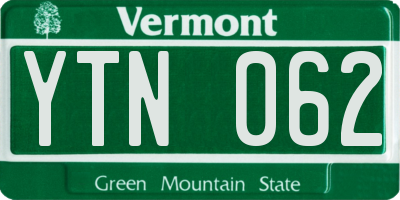 VT license plate YTN062