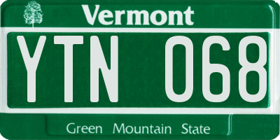 VT license plate YTN068