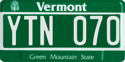 VT license plate YTN070
