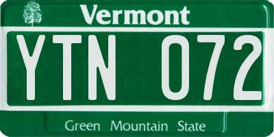 VT license plate YTN072