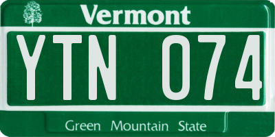 VT license plate YTN074