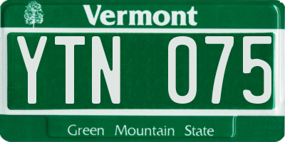 VT license plate YTN075
