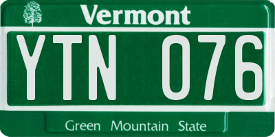 VT license plate YTN076