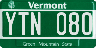 VT license plate YTN080