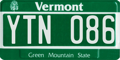 VT license plate YTN086