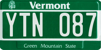VT license plate YTN087