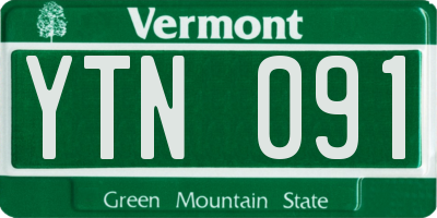 VT license plate YTN091