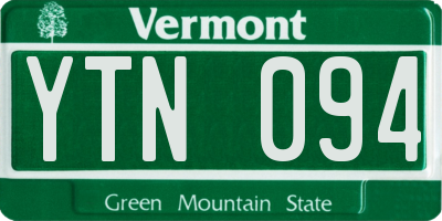 VT license plate YTN094