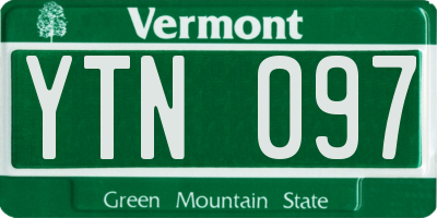 VT license plate YTN097