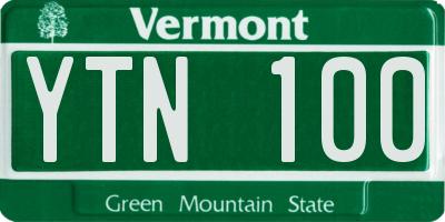 VT license plate YTN100