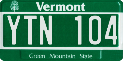 VT license plate YTN104