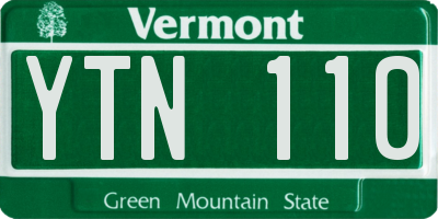 VT license plate YTN110