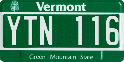 VT license plate YTN116