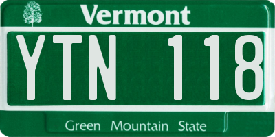 VT license plate YTN118