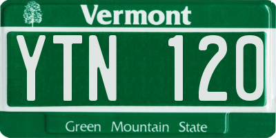 VT license plate YTN120
