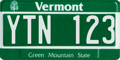 VT license plate YTN123