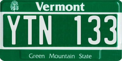 VT license plate YTN133