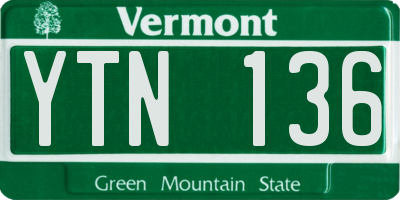 VT license plate YTN136