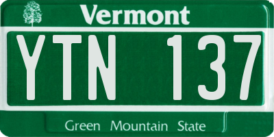 VT license plate YTN137