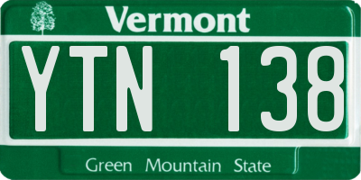 VT license plate YTN138