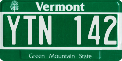 VT license plate YTN142