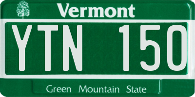 VT license plate YTN150