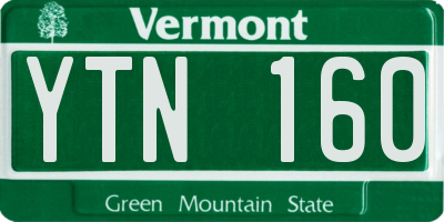 VT license plate YTN160