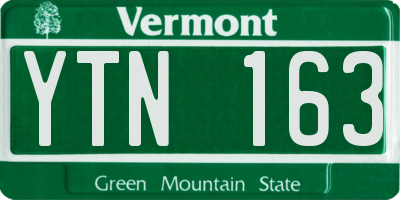 VT license plate YTN163